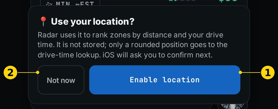 Card asking to use your location