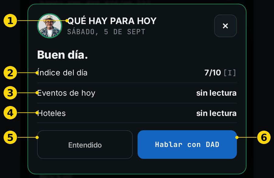 Aviso QUÉ HAY PARA HOY con el índice, eventos y hoteles
