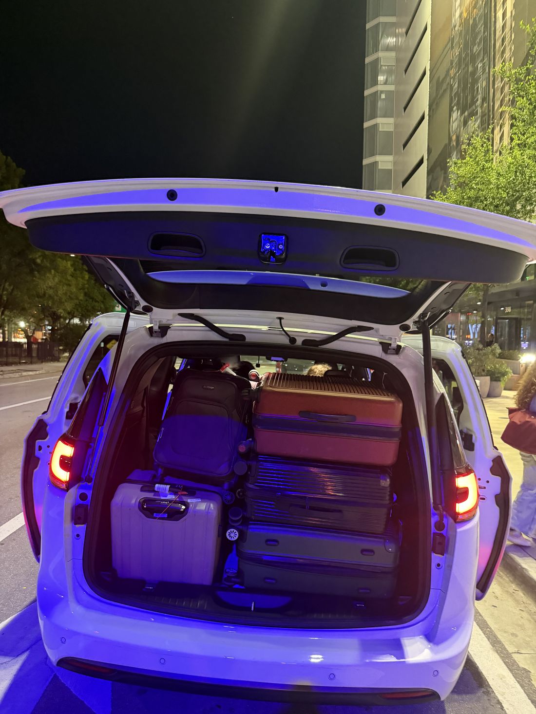 Cruise luggage in the trunk of a 2026 Chrysler Pacifica in Miami